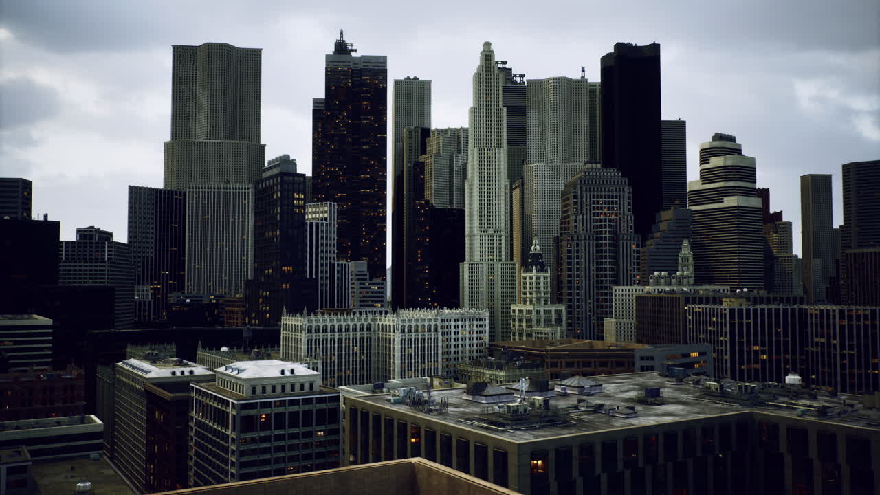 Beautiful city skyline view during twilight with modern buildings