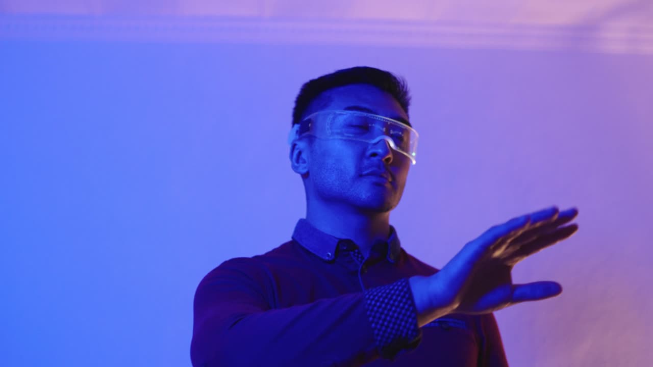 Man wearing cyberpunk glasses