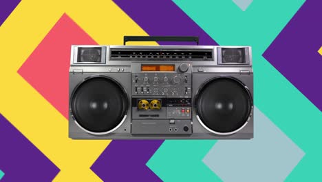 retro music background with radio boombox. loop