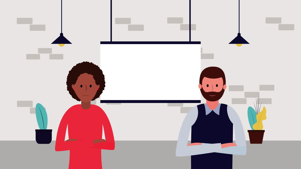 business couple in the office with paperboard