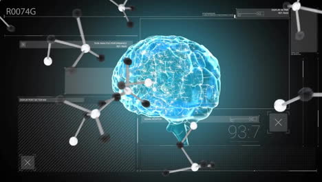animación del cerebro humano y procesamiento de datos científicos.