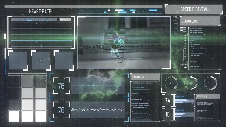 Animation of data processing on black background