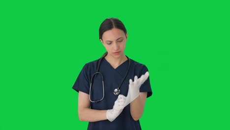 Indian-female-doctor-getting-ready-for-operation-Green-screen