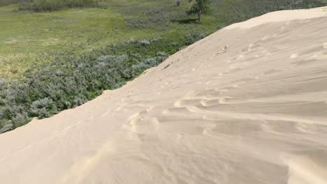 sand blowing in the wind at the alberta sand dunes on a sunny day