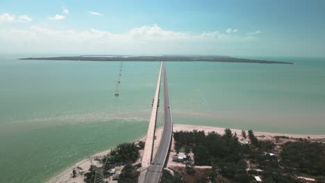 drone view of a bridge at isla del carmen