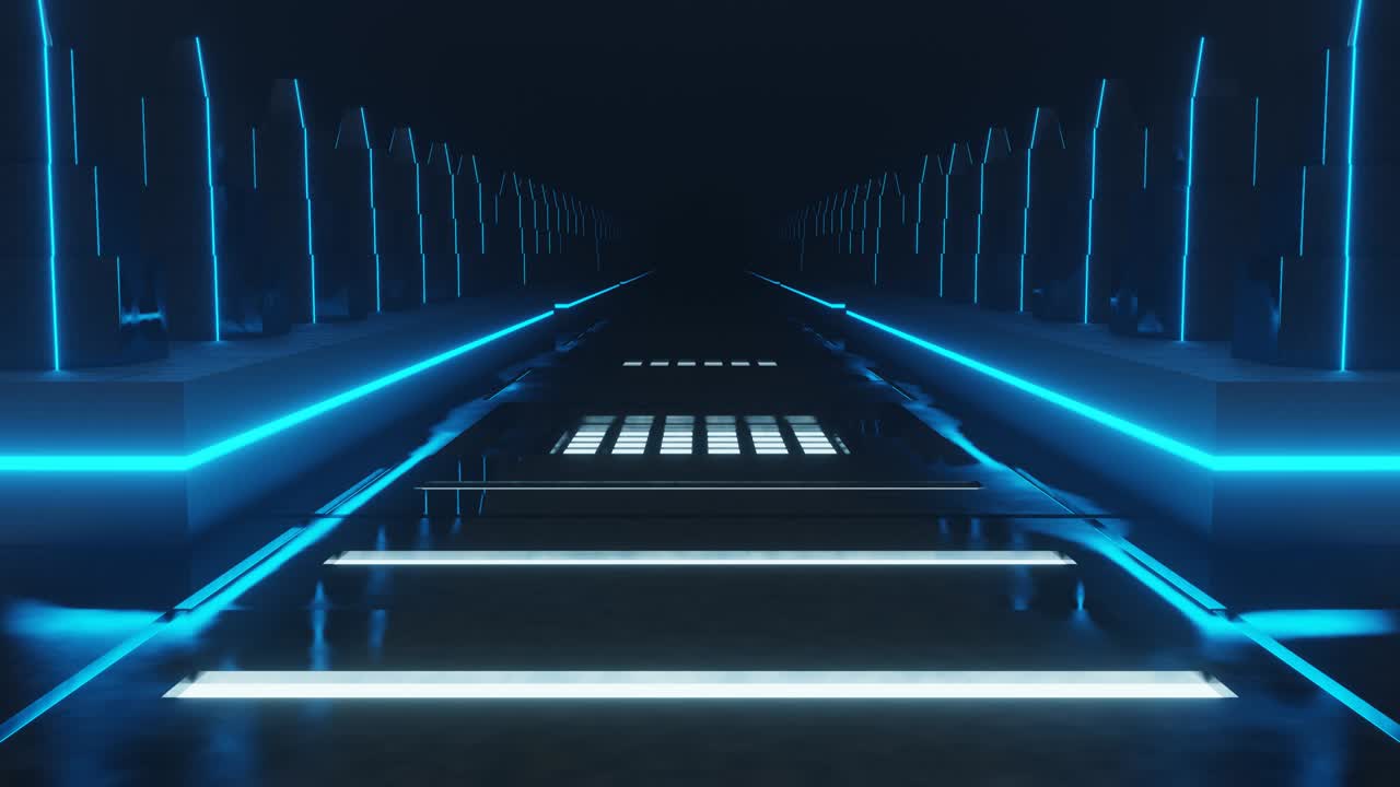 Loop motion of sci fi neon corridor.