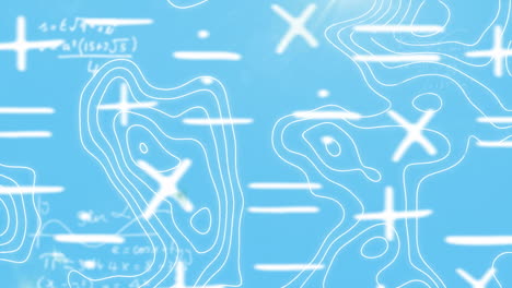 animación de ecuaciones matemáticas y formas en movimiento sobre fondo azul