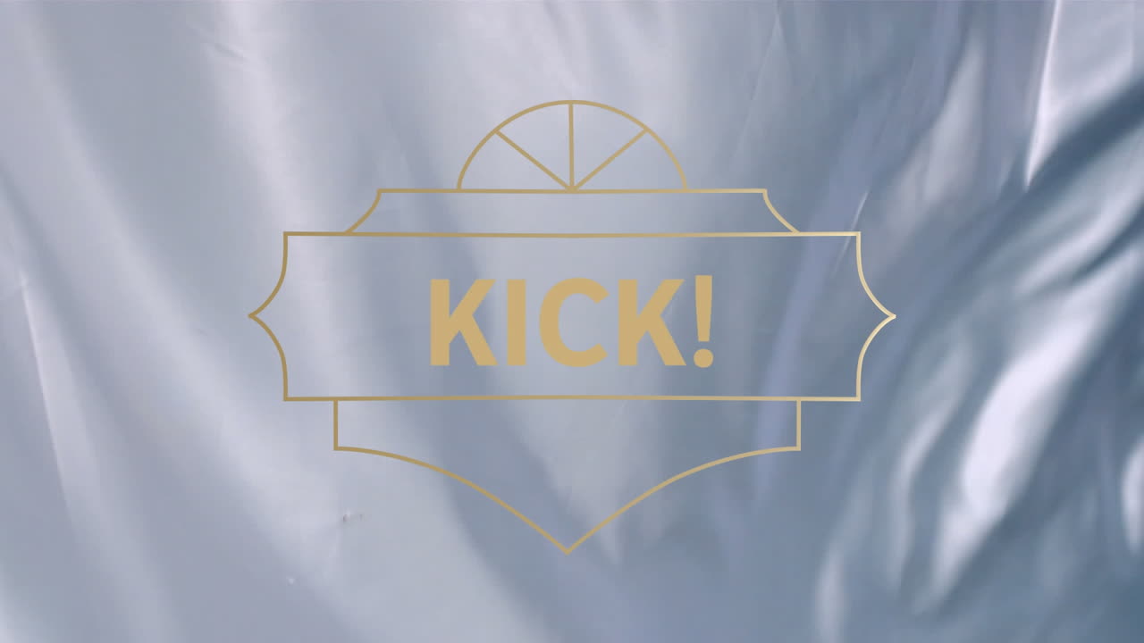 animación del texto de patada en fondo plateado