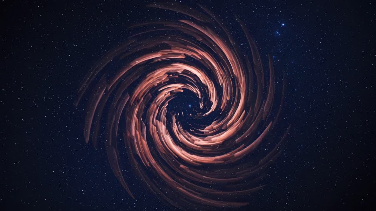 A Captivating Spiral of Light in a Starry Cosmic Landscape, Showcasing a Dynamic Dance of Colors Against a Deep Blue Universe Full of Stars