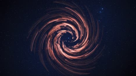 a captivating spiral of light in a starry cosmic landscape, showcasing a dynamic dance of colors against a deep blue universe full of stars