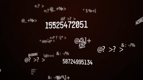 digital animation of changing numbers and mathematical symbols against brown background