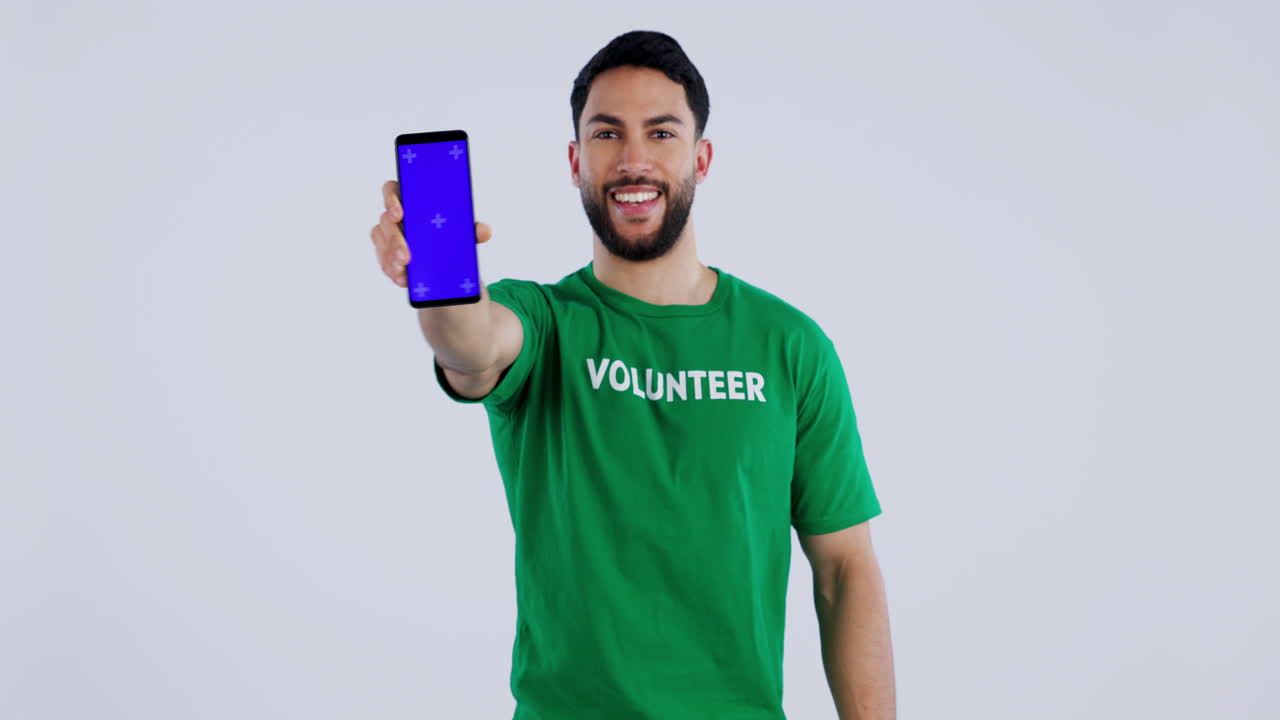 rostro del voluntario, pantalla verde