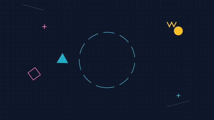 Abstract Motion Graphics with Geometric Shapes and Dashed Circle