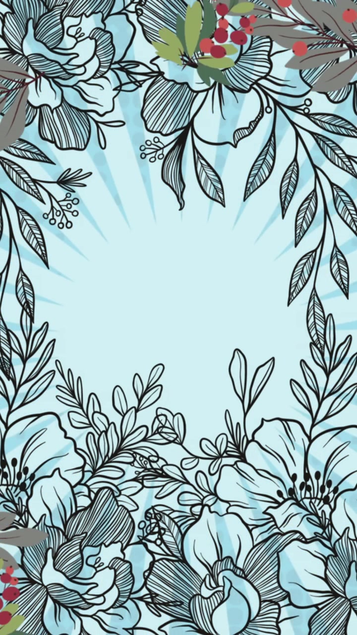 Animation of flowers and leaves over blue stripes background
