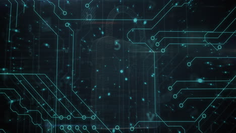 security padlock icon and cyber security data processing against microprocessor connections