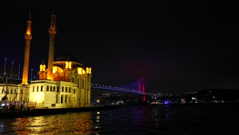 ortakoy mosque and the istanbul bosphorus bridge 4k video