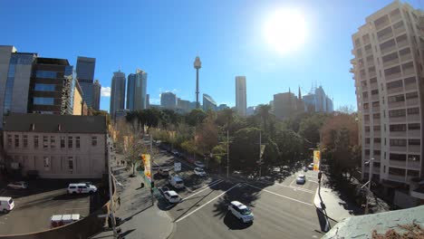 timelapse in the city of sydney, looking over williams street