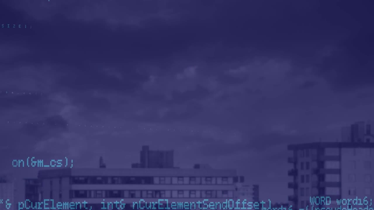 animación del procesamiento de datos sobre el paisaje urbano