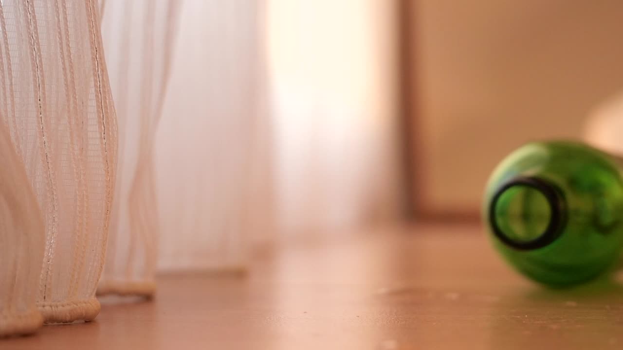 Room Interior with a Bottle on the Floor