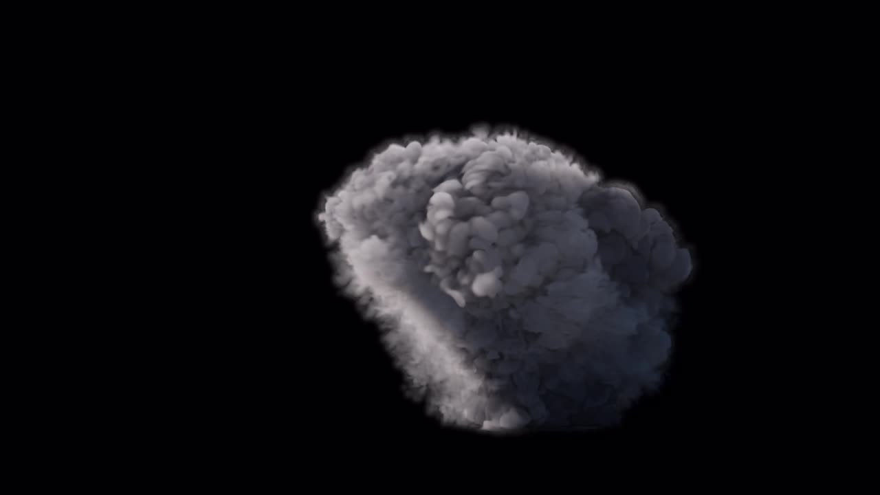 Massive smoke cloud on transparent background