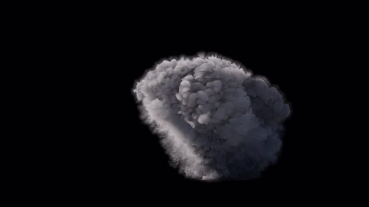 Massive smoke cloud on transparent background