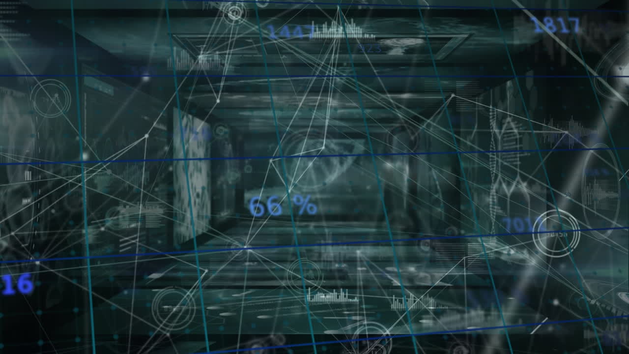 Animation of network of connections over multiple screens with medical data processing