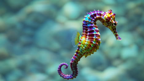 colorful seahorse in underwater environment
