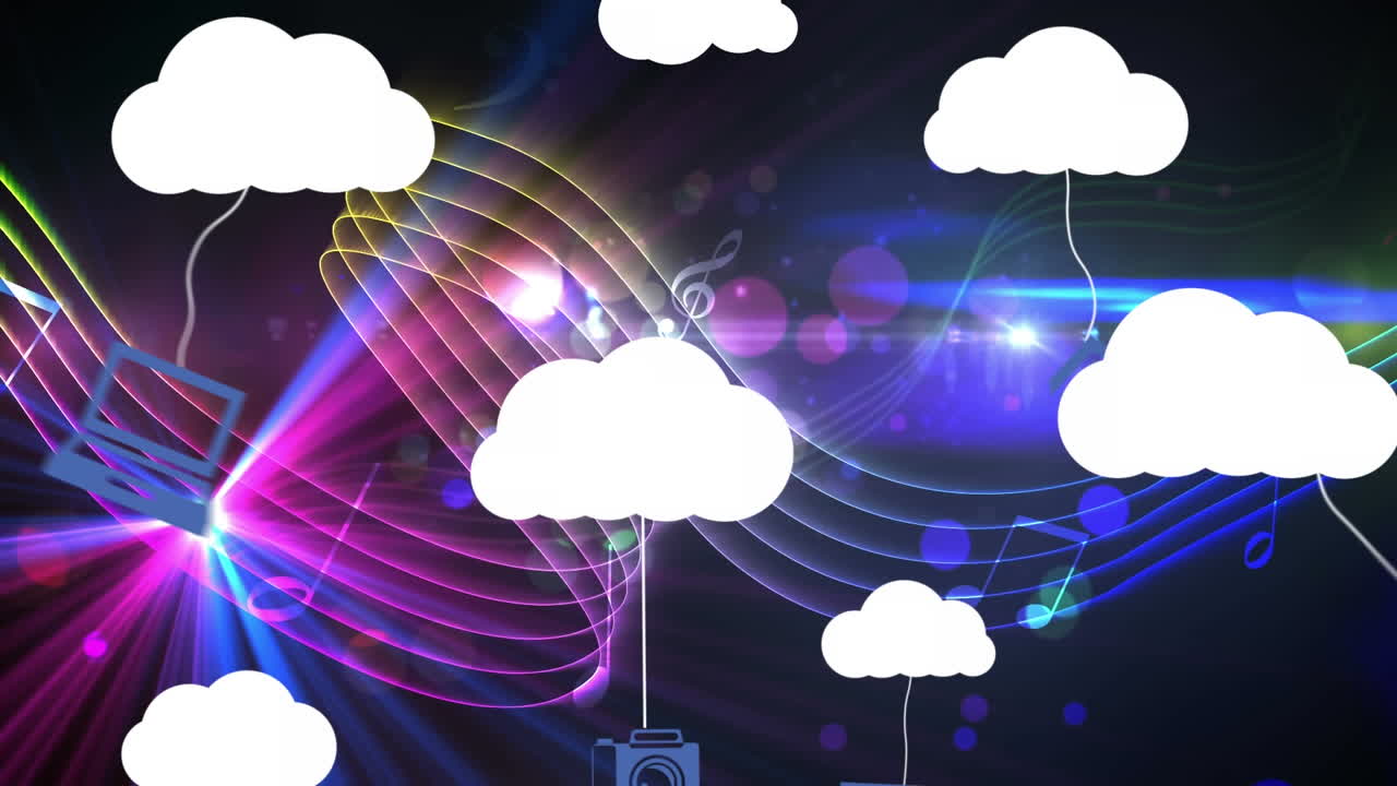 시계와 결제 터미널을 가로질러 움직이는 반이는 불빛의 애니메이션