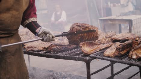 medieval food festival - ribs on the grill