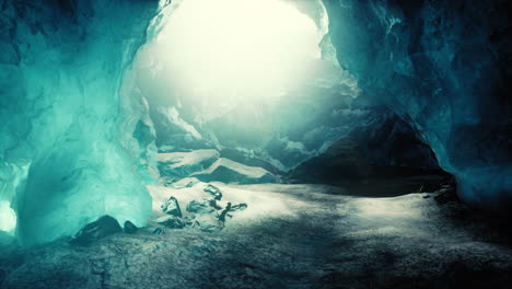 entrance of an ice cave inside glacier in southern iceland