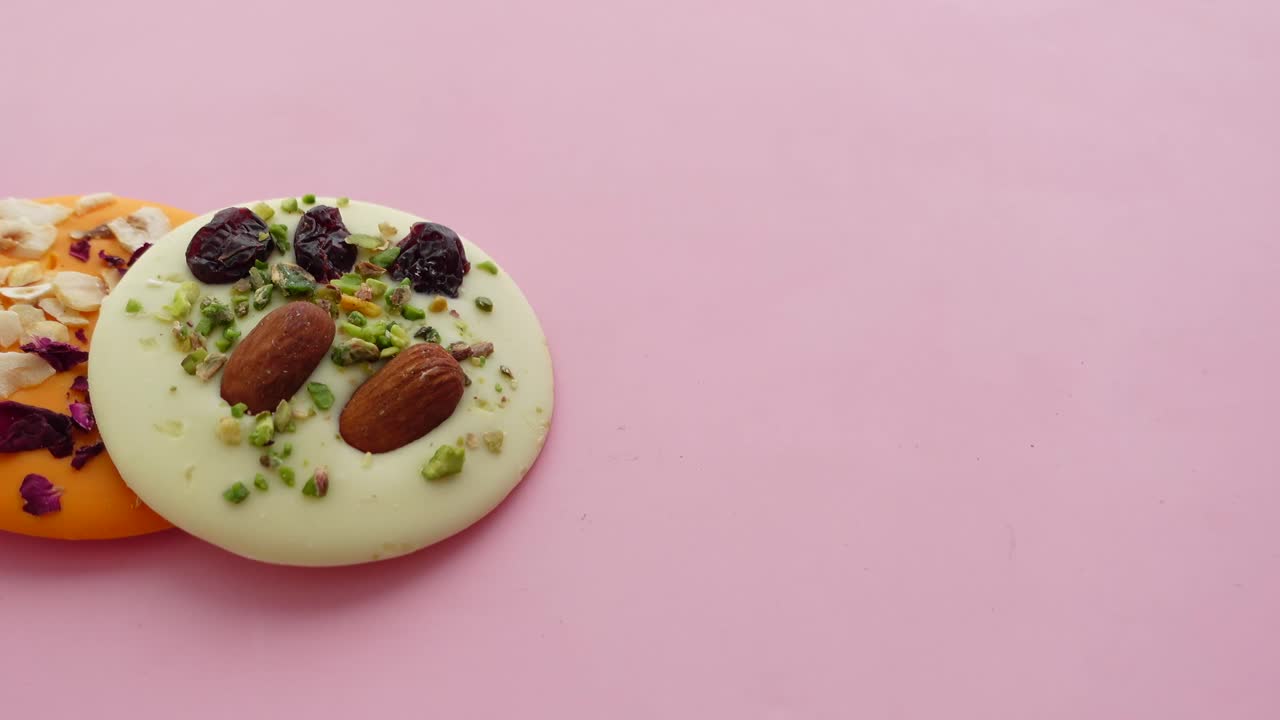 Colorful Chocolate Candies with Nuts and Dried Fruit