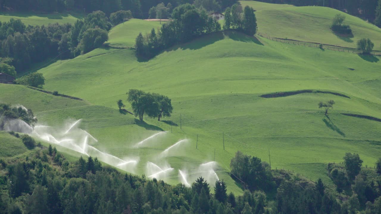 A working irrigation system on part of a mountain meadow
