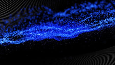 animación de rastros de luz y malla azul brillante sobre fondo negro