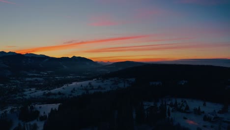 beautiful sky during golden hour light in winter landscape zakopane