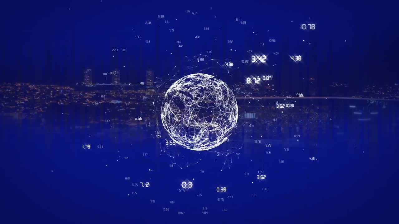 데이터 처리를 통한 지구와 연결 네트워크의 애니메이션