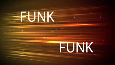 animación de texto funk sobre rastros de luz en fondo negro.