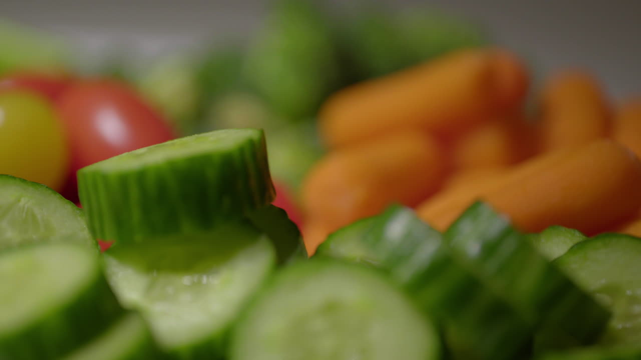 Close up macro shot of vegetables on counter