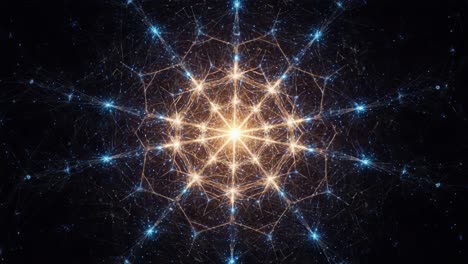 a mesmerizing cosmic web of light and energy: the brilliant starburst formation captured in a celestial dance of interconnected points and threads