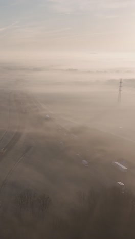 foggy highway sunrise