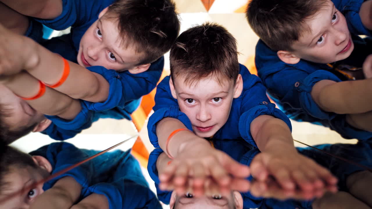 Abstract montage of a beautiful boy. Child in Caleidoscope.