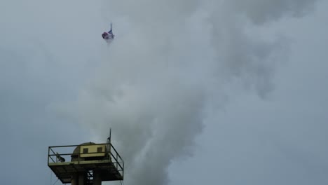 pollution engulfs american flag smoke stack factory