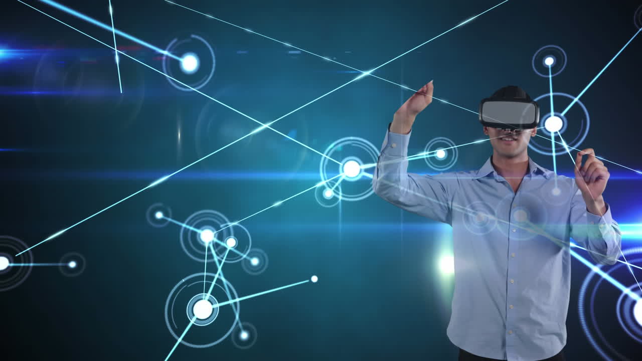 hombre caucásico usando tecnología vr