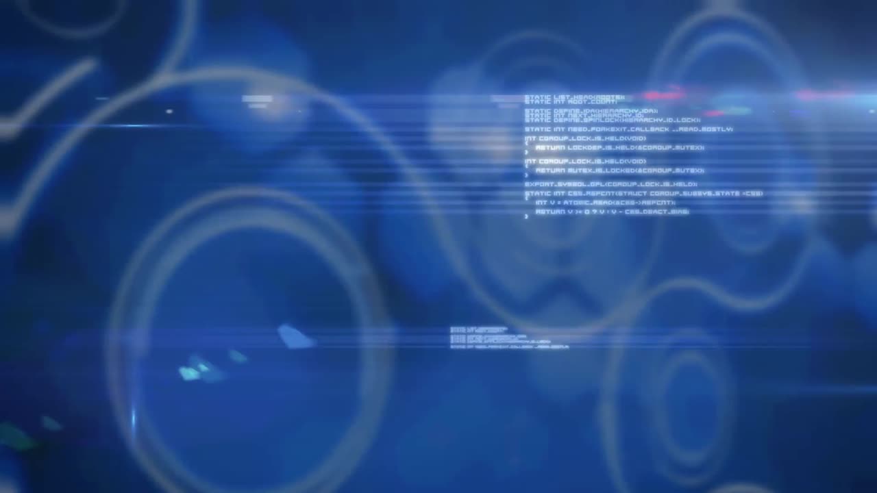 animación del procesamiento de datos sobre un fondo azul