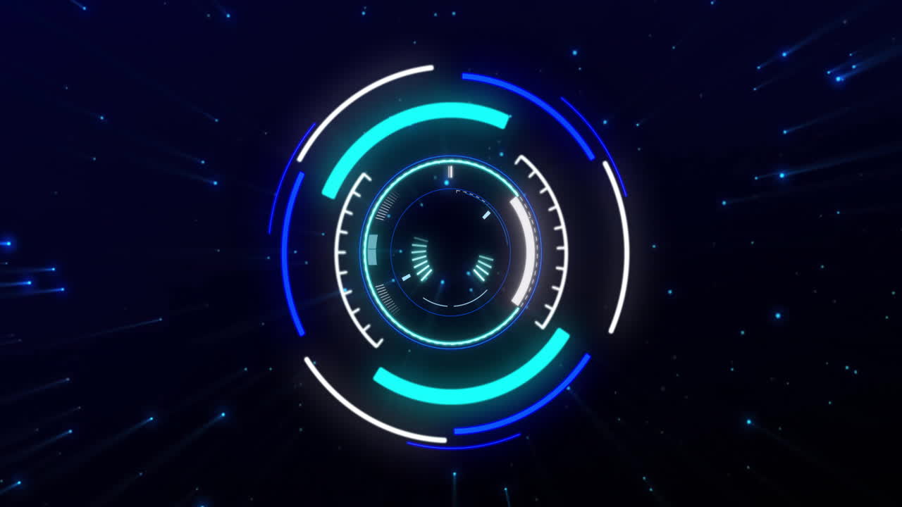 animación de escaneo de alcance y conexiones en fondo negro