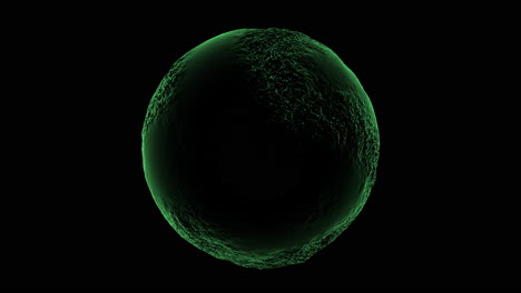 esfera de luz verde radiante sobre un fondo negro