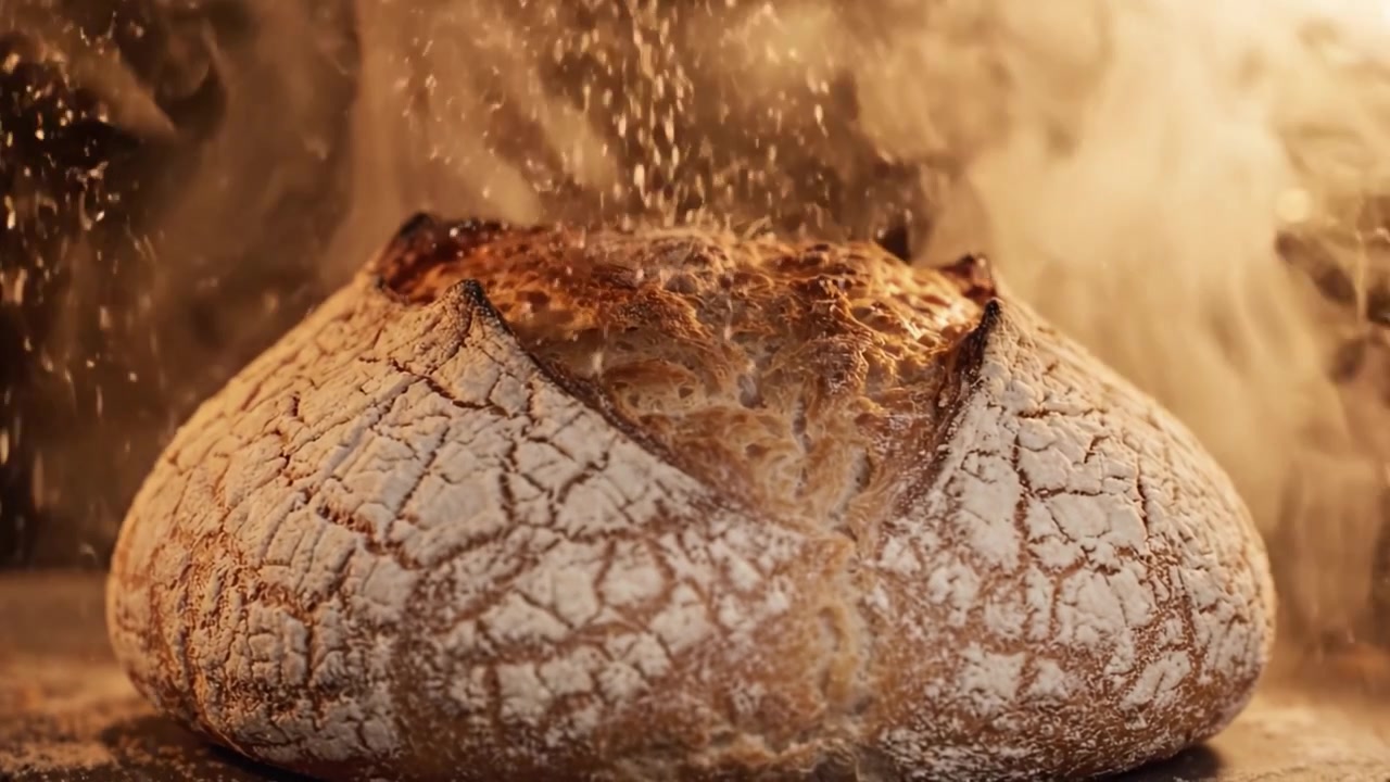 Artisan Bread Baking: A Deliciously Golden-Crusted Loaf Rising Perfectly in the Oven, Capturing the Essence of Rustic Baking at its Finest