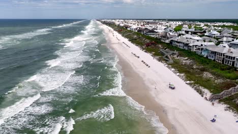 aerial over the surf at rosemary beach florida