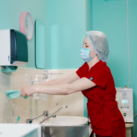 surgeon washes hands before operation
