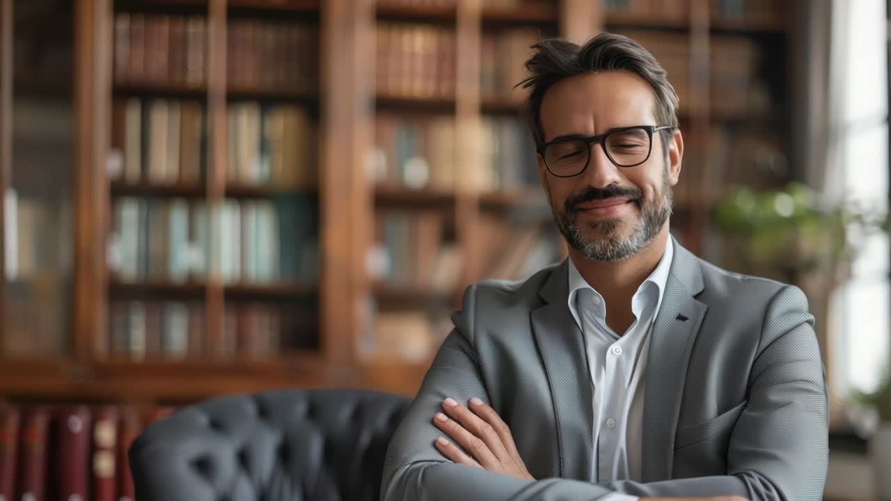 Portrait of a man in a library