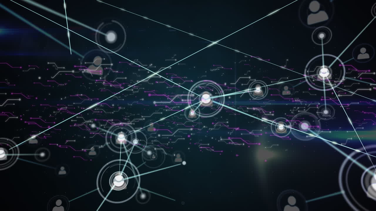 animación de la red de conexiones con los iconos de las personas